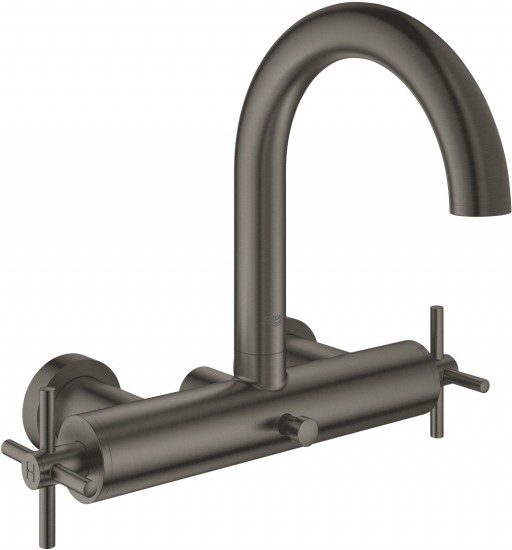 Baterie cada Grohe Atrio cu dubla comanda manare cruce brushed hard graphite