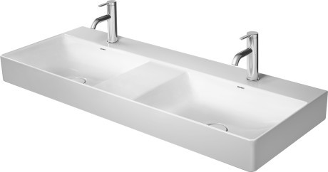 Lavoar dublu Duravit DuraSquare Double 120x47cm WonderGliss fara preaplin cu capac ceramic pentru ventil inclus alb