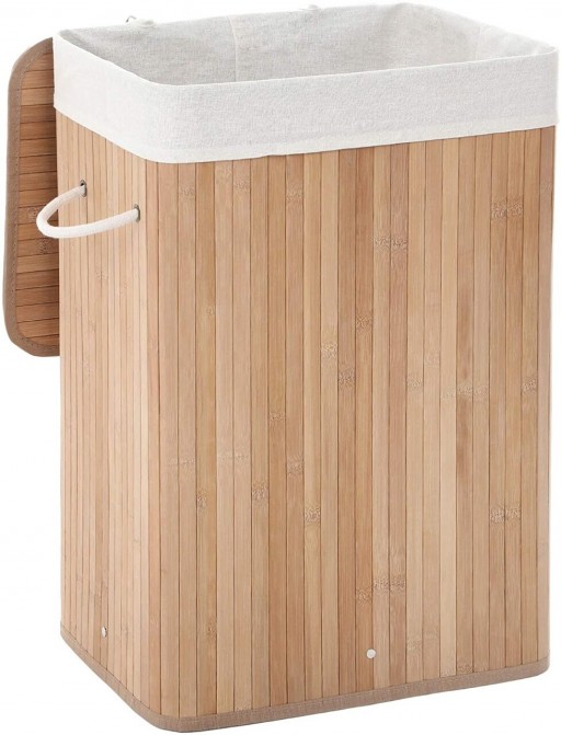 Cos de rufe Bamboo, Vasagle, 40 x 30 x 60 cm, 72 L, bambus/bumbac