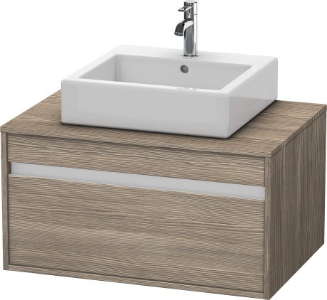 Dulap baza suspendat Duravit Ketho cu 1 sertar 80x55cm pentru lavoar pe blat stejar terra