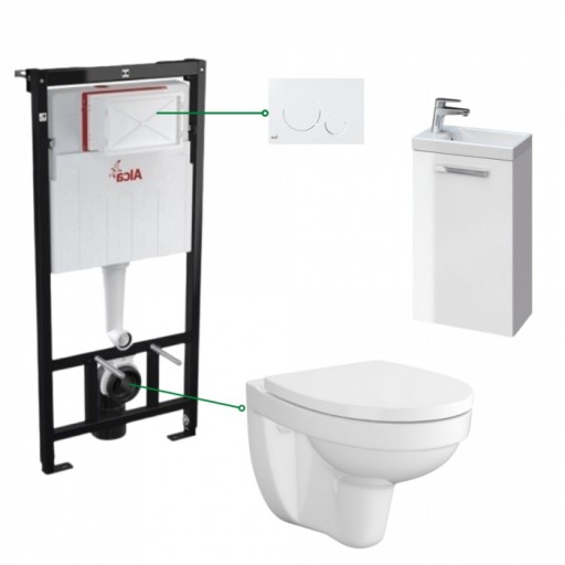 Set complet baie cu mobilier si vas de wc suspendat Cersanit