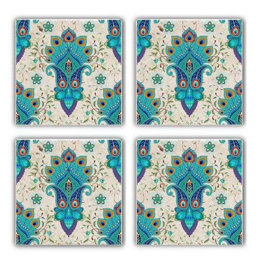 Set suporturi de pahare, Taylor, 366TYR1113, Piatra, 10 x 10 x 1 cm, 4 piese, Multicolor