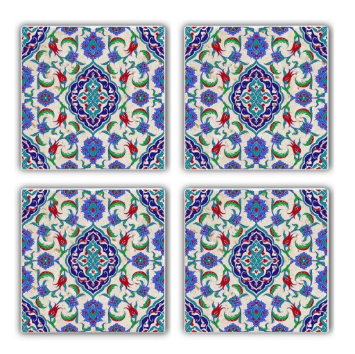 Set suporturi de pahare, Taylor, 366TYR1114, Piatra, 10 x 10 x 1 cm, 4 piese, Multicolor