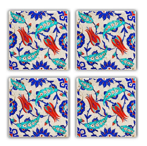 Set suporturi de pahare, Taylor, 366TYR1112, Piatra, 10 x 10 x 1 cm, 4 piese, Multicolor