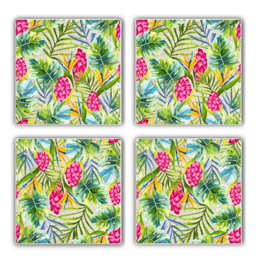 Set suporturi de pahare, Taylor, 366TYR1119, Piatra, 10 x 10 x 1 cm, 4 piese, Multicolor