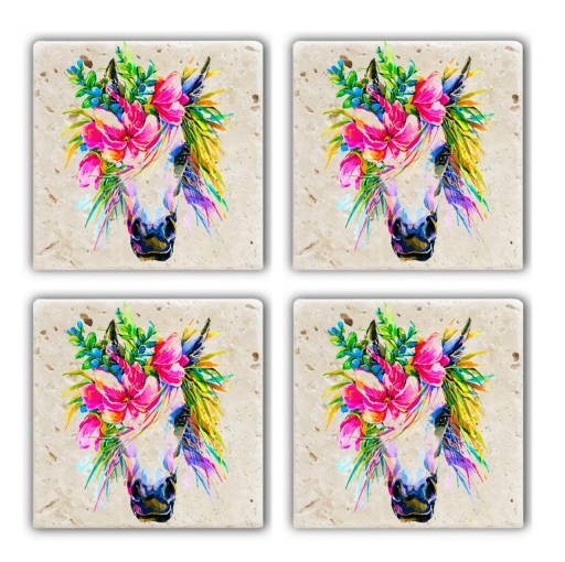 Set suporturi de pahare, Taylor, 366TYR1154, Piatra, 10 x 10 x 1 cm, 4 piese, Multicolor