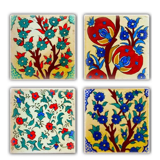 Set suporturi de pahare, Taylor, 366TYR1169, Piatra, 10 x 10 x 1 cm, 4 piese, Multicolor