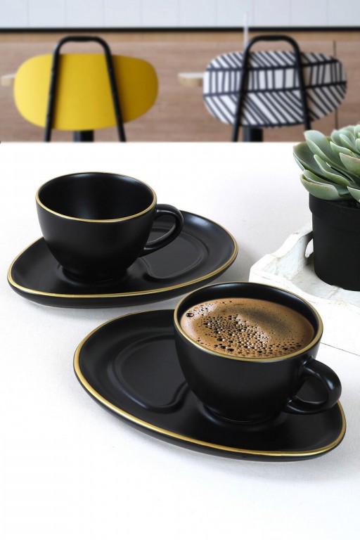 Set cesti de cafea, Keramika, 275KRM1494, Ceramica, Negru