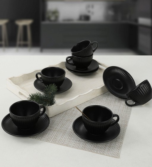 Set pentru ceai, Keramika, 275KRM1526, Ceramica, Negru mat