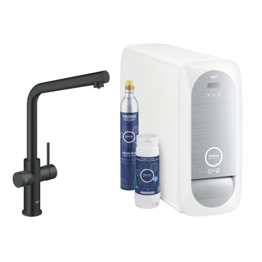 Baterie bucatarie Grohe Blue Home cu pipa L sistem filtrare starter kit velvet black