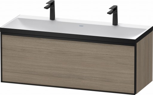 Set mobilier Duravit Vitrium cu lavoar dublu 120cm si dulap baza cu un sertar c-bonded stejar terra