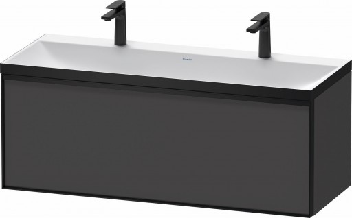 Set mobilier Duravit Vitrium cu lavoar dublu 120cm si dulap baza cu un sertar c-bonded grafit mat