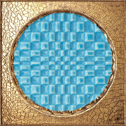 Decor faianta Iris Citta di Faenza 15x15cm 10mm cutie 0.09 metri patrati Azzurro Decoro Oro Glossy