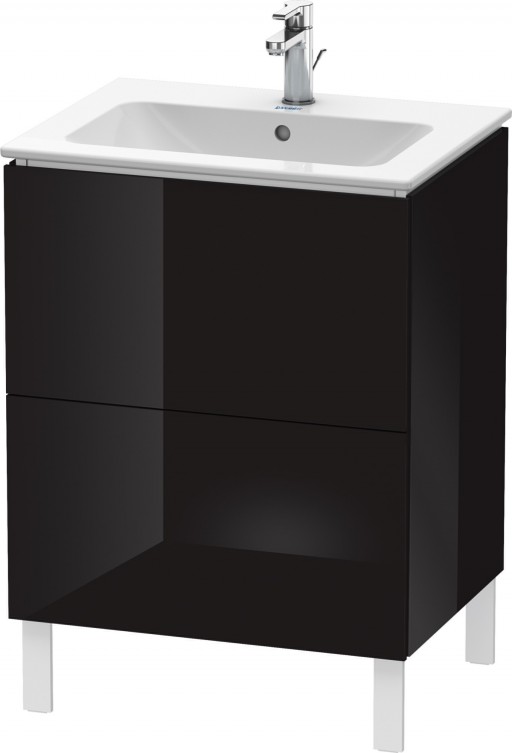 Dulap baza pe pardoseala Duravit L-Cube cu doua sertare 62cm negru lucios