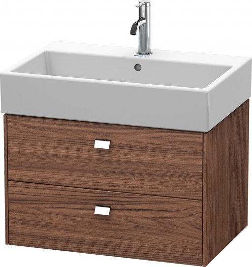 Dulap baza suspendat Duravit Brioso 684x442mm cu doua sertare nuc inchis decor manere crom