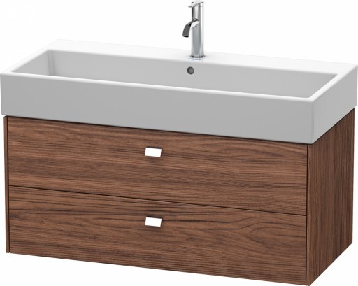 Dulap baza suspendat Duravit Brioso 984x442mm cu doua sertare nuc inchis decor manere crom