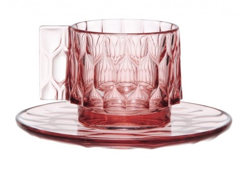 Ceasca si farfuriuta Kartell Jellies Family design Patricia Urquiola roz transparent