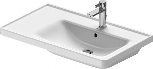 Lavoar asimetric Duravit D-Neo 80cm montare pe mobilier orientare dreapta alb