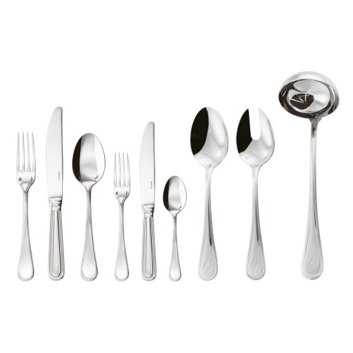 Set tacamuri Sambonet Perles Orfevre Handle 75 piese inox placat cu argint