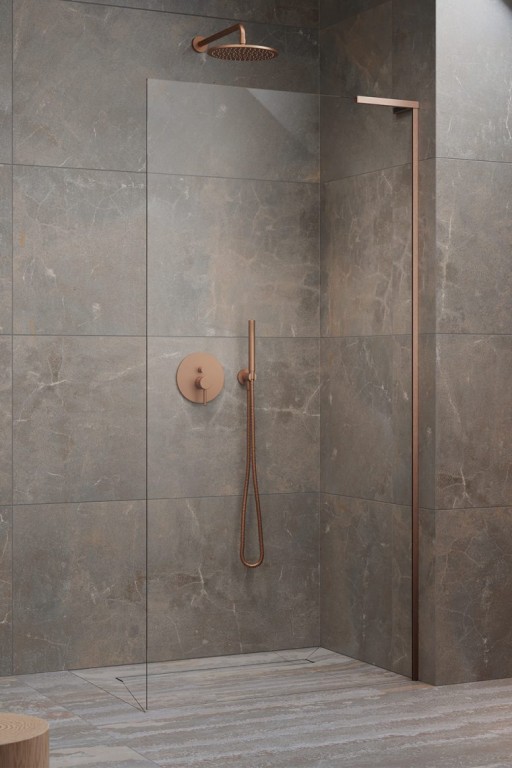 Cabina de dus tip Walk-in Radaway MODO SL II Brushed Copper 80 cm orientare stanga profil cupru periat