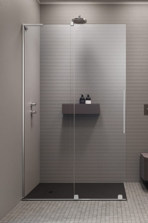 Cabina de dus tip Walk-in Radaway Furo SL 80 cm orientare stanga profil crom lucios