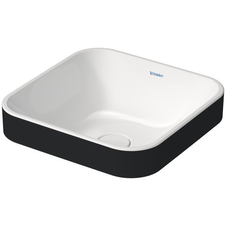 Lavoar tip bol Duravit Happy D.2 Plus 40x40cm cu capac ceramic pentru ventil inclus alb-antracit mat