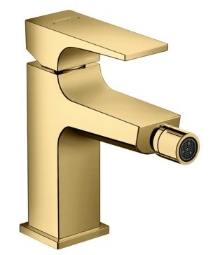 Baterie bideu Hansgrohe Metropol cu ventil push-open gold optic lustruit