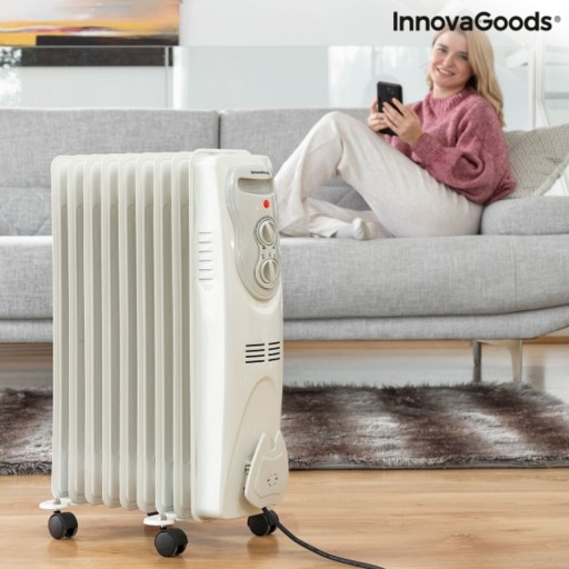 Radiator cu ulei Oinine InnovaGoods, 9 elementi de incalzire, 2000 W, 40.5x23.5x61.5 cm