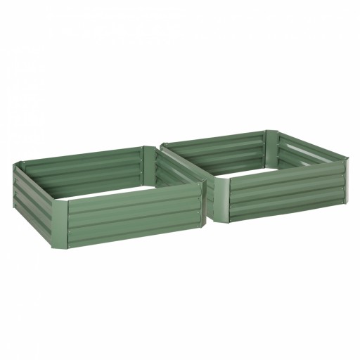 Outsunny Set 2 Paturi de Gradina Înălțate din Oțel, Jardinieră de Grădină pentru Plante, Legume și Arbuști, 100x100 cm, Verde | Aosom Romania