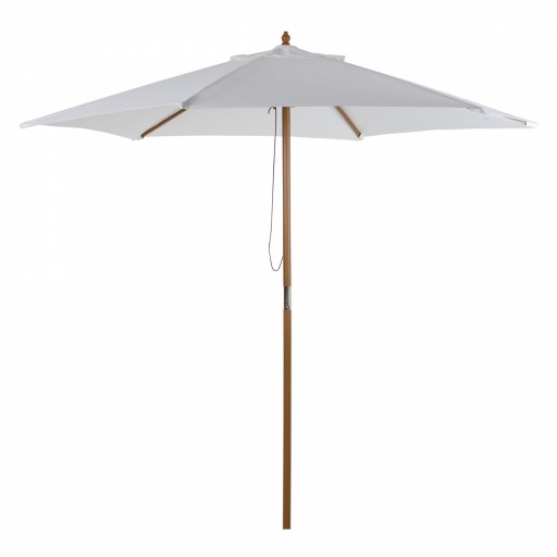 Outsunny Umbrelă Rotundă de Grădină din Bambus și Poliester 2.5x2.3m Crem/Alb | Aosom Romania