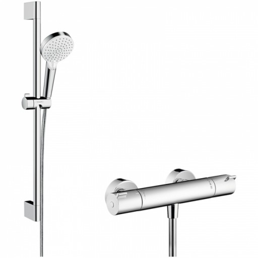 Set dus cu bara 65 cm si baterie dus inclusa crom Hansgrohe, Crometta