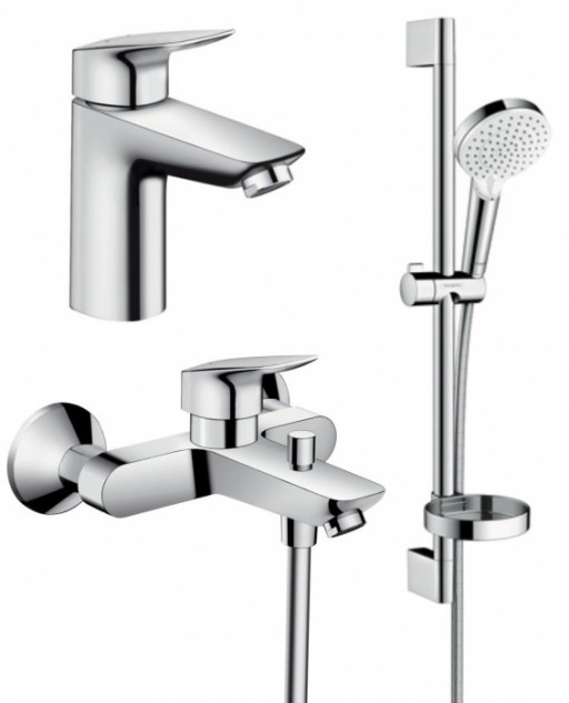 Set baterie lavoar, baterie cada si set de dus, crom, Hansgrohe Logis