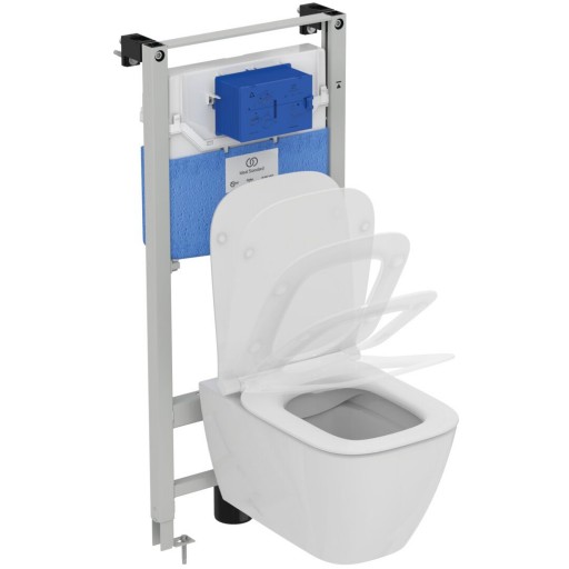 Set vas wc Ideal Standard i.life B Rimless+ cu capac Slim inchidere lenta si rezervor incastrat cu cadru Prosys 120M