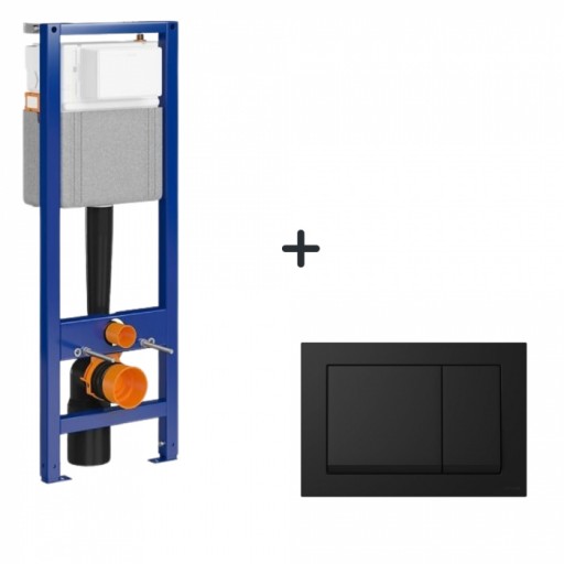 Set rezervor incastrat si clapeta negru mat Cersanit Enter II