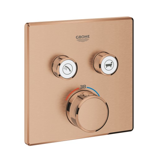 Baterie cada - dus termostatata Grohe Grohtherm SmartControl cu 2 functii montaj incastrat necesita corp ingropat brushed warm sunset