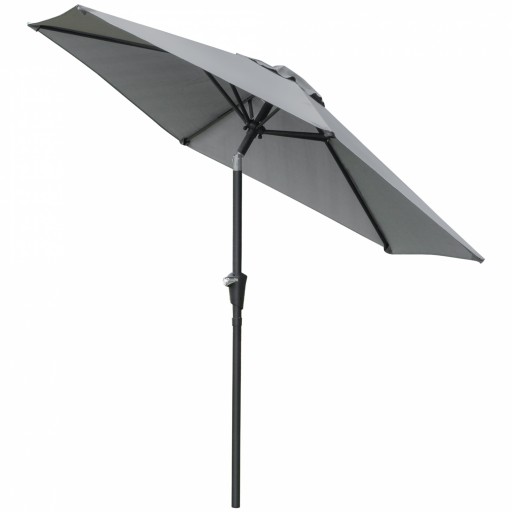 Outsunny Umbrelă Inclinabilă pentru Grădină și Terasă 2.3x2m cu Deschidere Ușoară prin Manivelă, Structură Metalică și 6 Stinghii, Gri | Aosom Romania