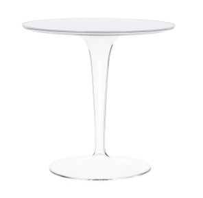 Masuta Kartell Tip Top design Philippe Starck & Eugeni Quitllet d48cm h50cm baza transparenta alb