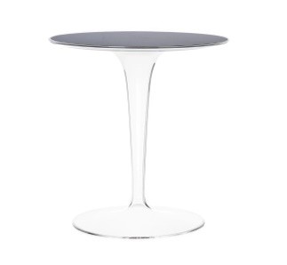 Masuta Kartell Tip Top design Philippe Starck & Eugeni Quitllet d48cm h50cm baza transparenta negru