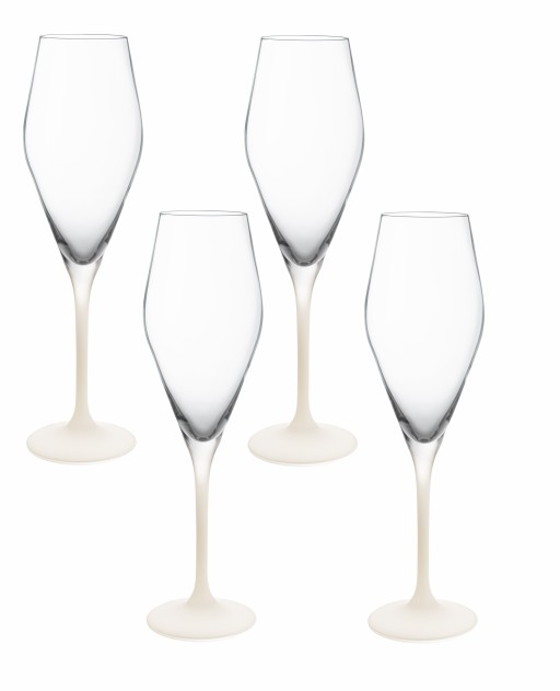 Set 4 pahare sampanie Villeroy & Boch Manufacture Rock Blanc Flute 260 ml