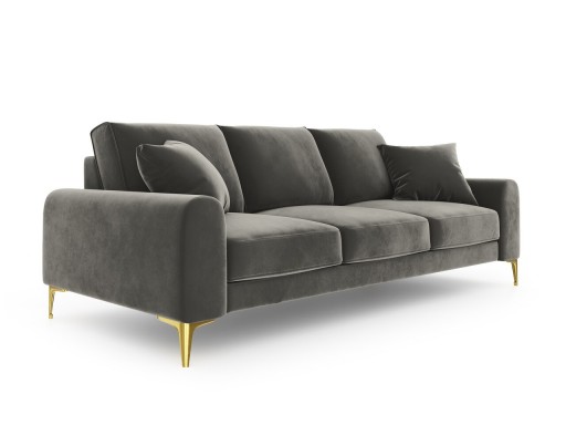 Canapea, Madara, Mazzini Sofas, 4 locuri, gold legs, 237x102x90 cm, catifea, gri deschis