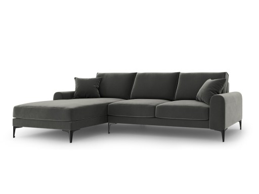 Coltar stanga, Madara, Mazzini Sofas, 5 locuri, 254x182x90 cm, catifea, gri inchis