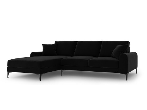 Coltar stanga, Madara, Mazzini Sofas, 5 locuri, 254x182x90 cm, catifea, negru