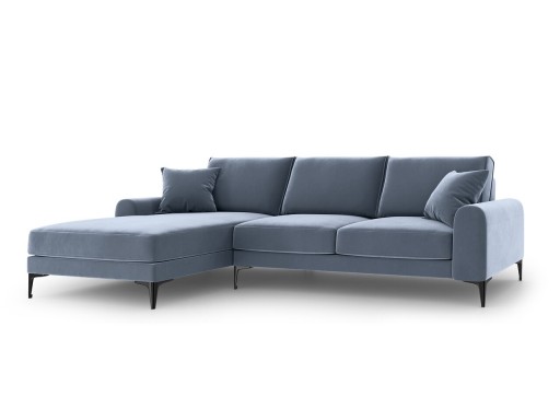 Coltar stanga, Madara, Mazzini Sofas, 5 locuri, 254x182x90 cm, catifea, albastru deschis