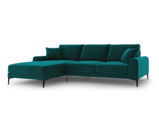 Coltar stanga, Madara, Mazzini Sofas, 5 locuri, 254x182x90 cm, catifea, turcoaz