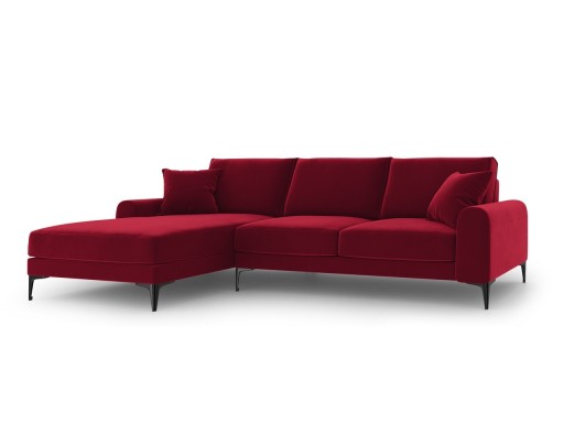 Coltar stanga, Madara, Mazzini Sofas, 5 locuri, 254x182x90 cm, catifea, rosu vin