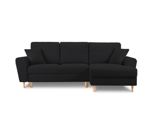 Coltar extensibil dreapta 4 locuri, Moghan, Micadoni Home, NL, 241x145x88 cm, poliester Boucle, negru