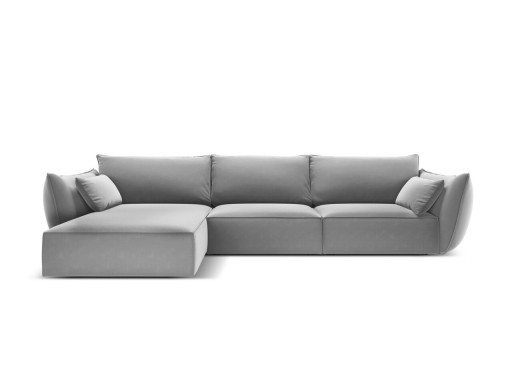 Coltar stanga 4 locuri, Kaelle, Micadoni Home, BL, 308x171x85 cm, catifea, gri