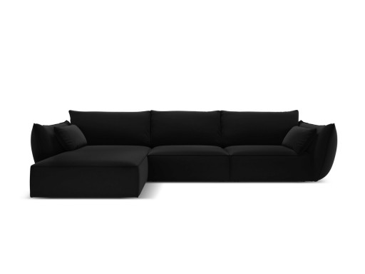 Coltar stanga 4 locuri, Kaelle, Micadoni Home, BL, 308x171x85 cm, catifea, negru