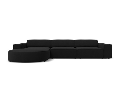 Coltar stanga 4 locuri, Jodie, Micadoni Home, BL, forma rotunjita, 284x166x70 cm, poliester, negru