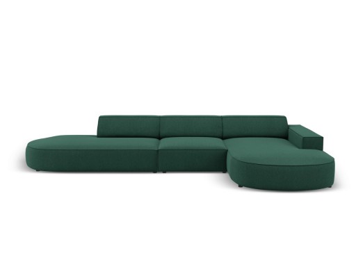 Coltar dreapta 4 locuri, Jodie, Micadoni Home, BL, forma rotunjita, 342x166x70 cm, poliester, verde